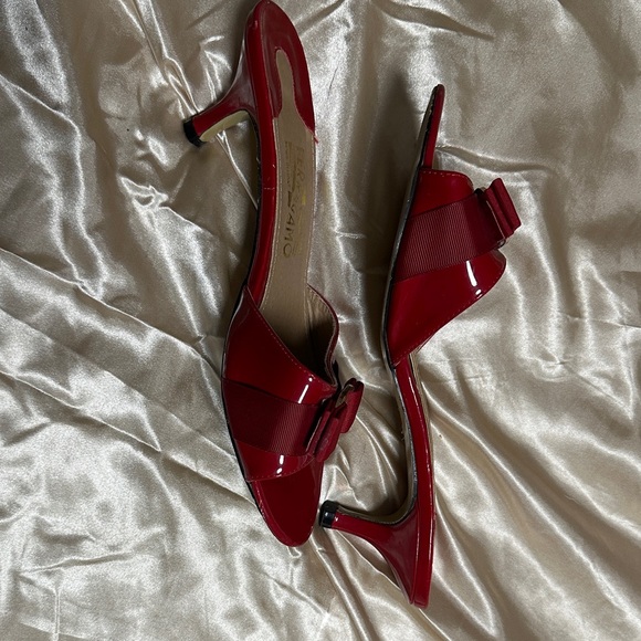 Salvatore Ferragamo Red Patent Leather Mules - Picture 7 of 10